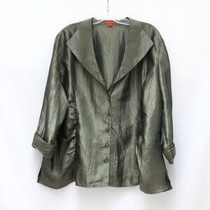 Jane Blue taffeta jacket blazer iridescent green plus size 3X evening shiny fall